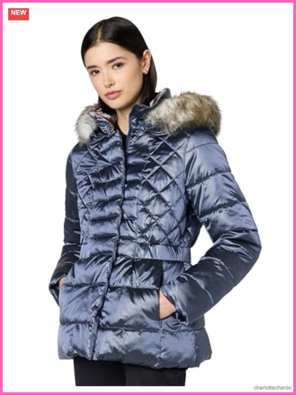 Faux Fur Puffer Jacket Quilted Cold Weather Zip Up Coat